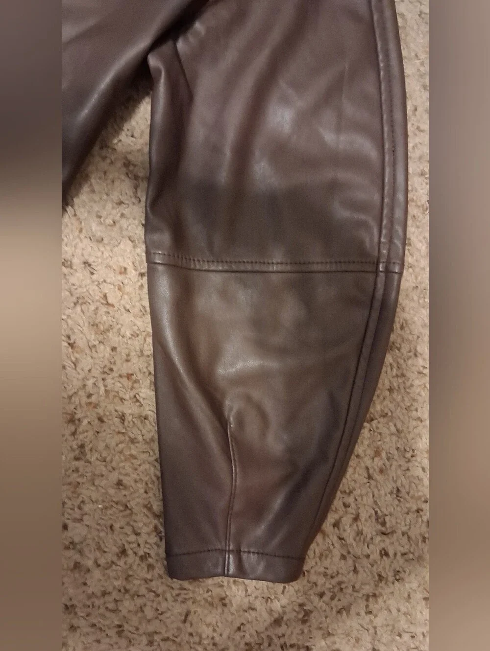 Nwot Vintage Banana Republic Faux Leather Brown Tie Wrap V Neck Long Sleeve Top
